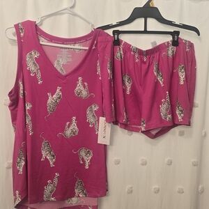 Joyspun Pink Tiger Print Pajama Set Multiple Sizes Nwt Tank And Shorts